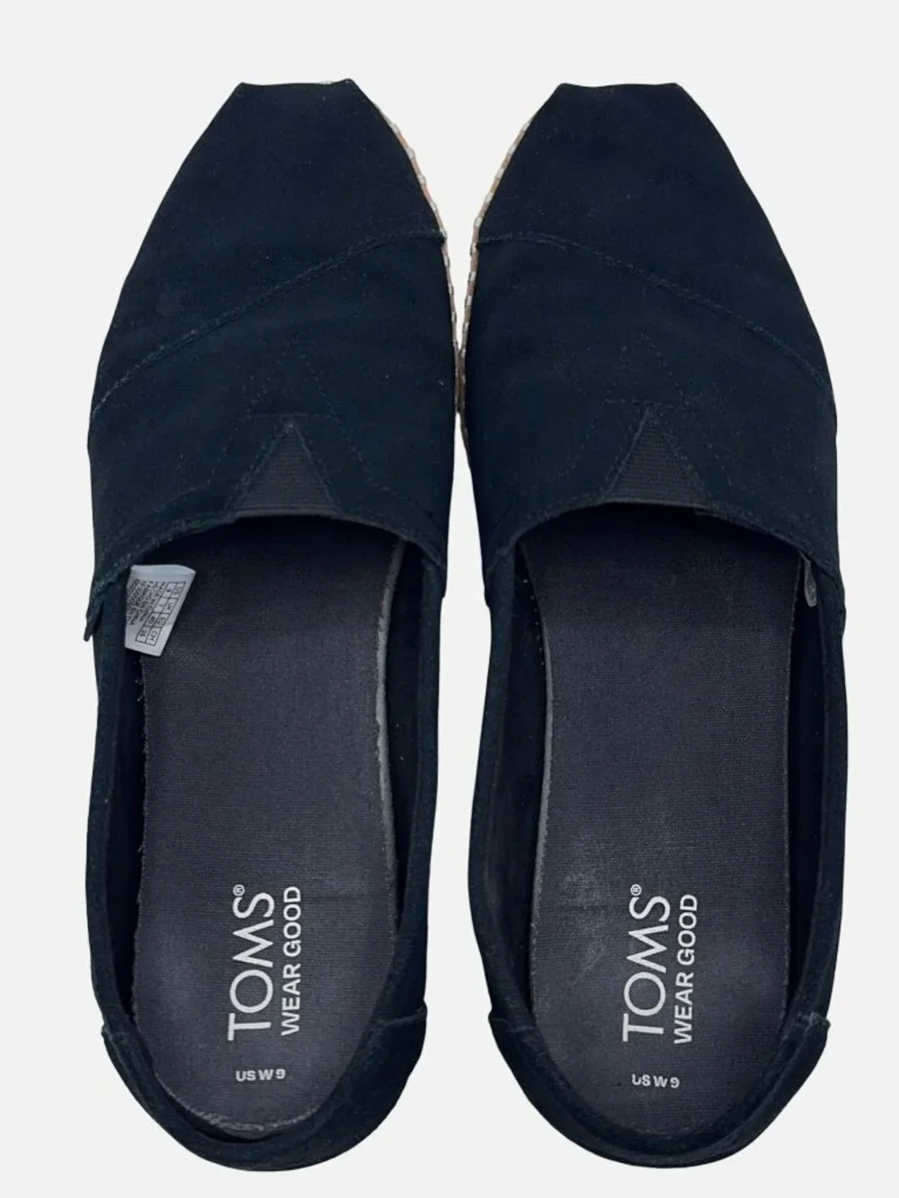 TOMS Alpargata Leather Wrap Black Suede Slip On Flats Espadrille 9